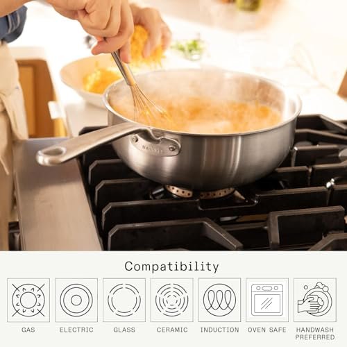 Made In Cookware - 5 Quart Stainless Steel Saucier Pan - 5 Ply Stainless Clad - Professional Cookware - Crafted in Italy - Induction Compatible - Image 4