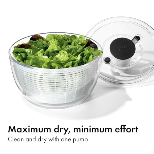 OXO Good Grips 6.22 Qt Salad Spinner, Vegetable Washer with Bowl & Strainer - Image 3