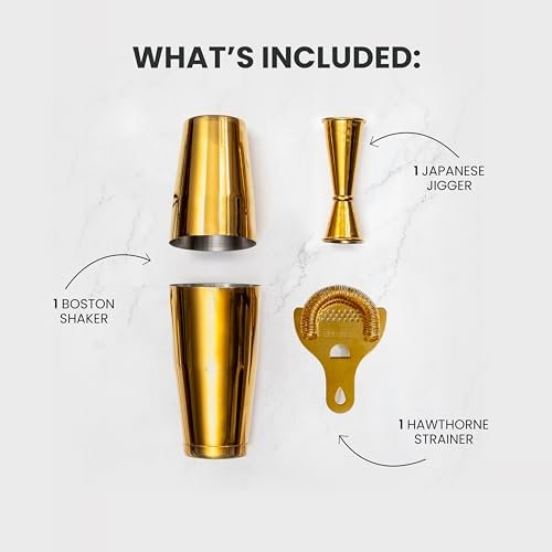 A Bar Above 4-Piece Cocktail Shaker Set for Professional & Home Bar â Premium Bar Kit Gifts Includes Strainer, Japanese Jigger & Boston Shaker Set - Image 3