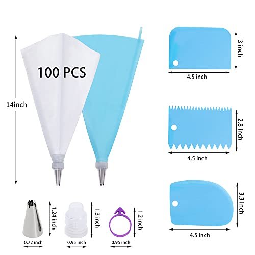 Piping Bags and Tips Set, 100Pcs 12 Inch Pastry Bags, Icing Bags Disposable - Image 2