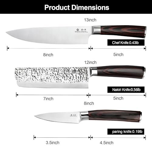 imarku 3 Pieces Knife set, Japanese HC Stainless Steel Kitchen Knife Set - Image 3