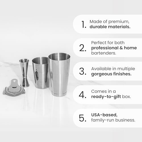 A Bar Above 4-Piece Cocktail Shaker Set for Professional & Home Bar â Premium Bar Kit Gifts Includes Strainer, Japanese Jigger & Boston Shaker Set - Image 4