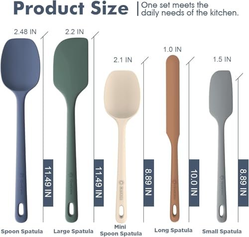 ChefAide 5 Pieces Silicone Spatulas Set, Heat Resistant Rubber Spatula - Image 2