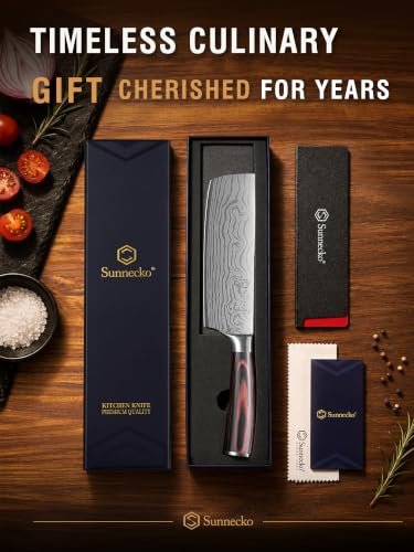 Sunnecko Nakiri Knife - 7" Chef Knife for Meat Cleaver Vegetable Chopping - Image 5