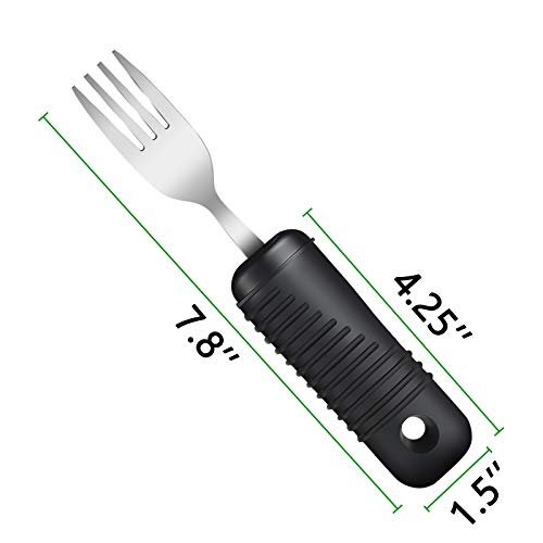 YPC Adaptive Utensils,Easy Grip Silverware,Built-Up Fork,Spoon and Rocker Knife for Adults,Elderly,Arthritis,Tremors and Parkinsons,3 Piece Set - Image 5