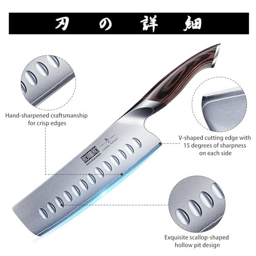 HOSHANHO 7 Inch Nakiri Knife, Ultra Sharp Japanese Kitchen Chef Knife - Image 2