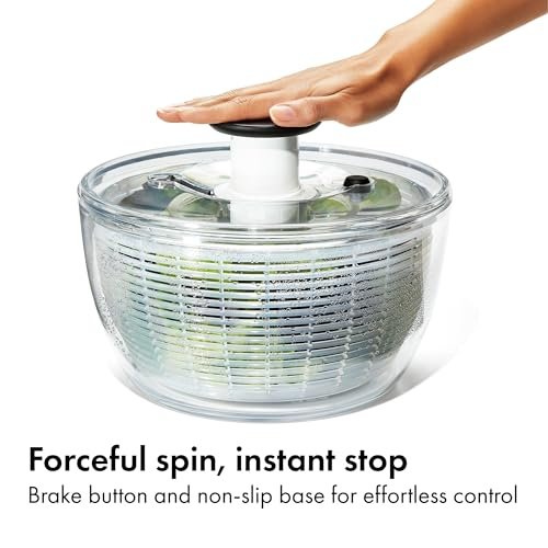OXO Good Grips 6.22 Qt Salad Spinner, Vegetable Washer with Bowl & Strainer - Image 4