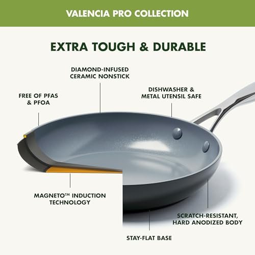 GreenPan Valencia Pro Hard Anodized Healthy Ceramic Nonstick 10" Frying Pan Skillet, PFAS-Free, Induction, Dishwasher Safe, Oven Safe, Gray - Image 3