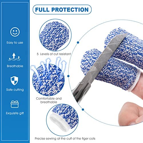 Zubebe 9 Pcs Finger Guard for Cutting Vegetables Stainless Steel Knife Cutting Protector Finger Cots Thumb Guard Shield Hand Protector for Christmas Vegetables Food Slicer Kitchen Tool(White) - Image 4
