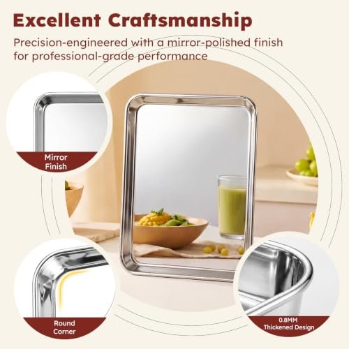 Baking Sheet Set of 3: Stainless Steel Cookie Sheets for Baking - Image 3