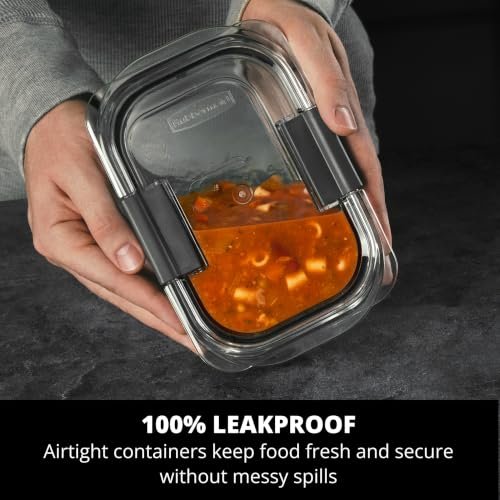 Rubbermaid Brilliance Glass Food Storage Containers, 3.2 Cup, Set of 4, BPA-Free, Leak-Proof, Clear - Image 3