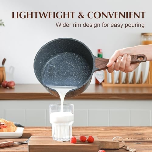 SENSARTE Nonstick Saucepan with Lid, 1.5 Quarts Small Pot with Swiss Granite Coating, Stay-cool Handle, Multipurpose Handy Sauce Pot Small Kitchen Cooking Pot, Induction Comptable, PFOA Free - Image 3