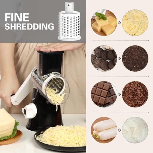 Cambom Rotary Cheese Grater Hand Crank Cheese Shredder, Black - Image 4