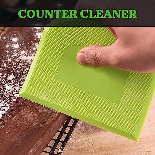 SURDOCA Dough Scraper Bench Scraper - 3P 4.7x3.7" Plastic Flexible Bowl Scraper, Sharp Edge & Angles Cake Scraper. Non-Slip Bakeware Decorating Tools Sculpting & Modeling Tools - Green+White+Green - Image 5