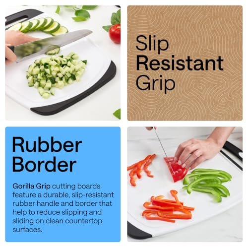GORILLA GRIP Cutting Board Set of 3, Slip Resistant and Nonporous, Black - Image 3