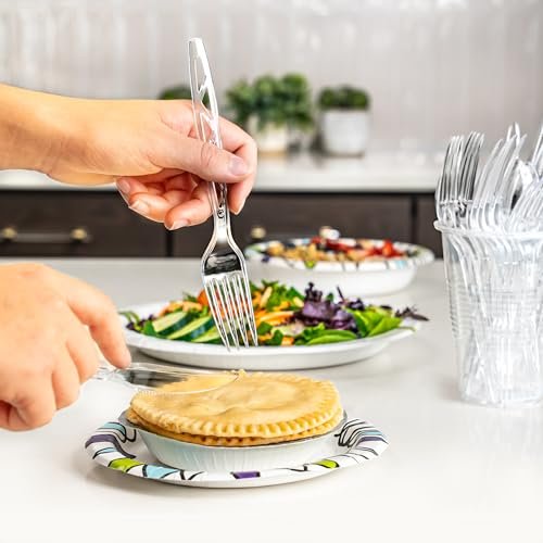 Amazon Basics Disposable Clear Plastic Cutlery Set, Premium Quality, Strong, 192 Count, Large Combo Pack Forks, Spoons and Knives - Image 5