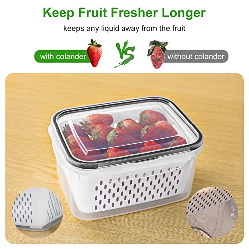 5 PCS Large Fruit storage Containers for Fridge ,Food Storage Containers - Image 3