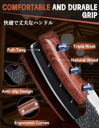 Huusk Viking Knife, Japanese Hand Forged Butcher Knife for Meat Cutting - Image 4