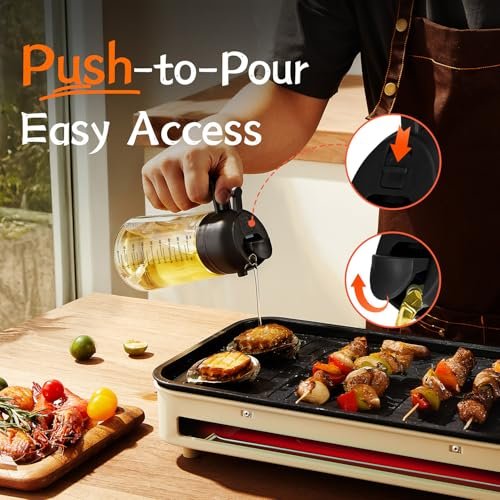 TrendPlain 16oz/470ml Glass Olive Oil Sprayer for Cooking – 2 in 1 Olive Oil Dispenser Bottle for Kitchen Gadgets and Air Fryer Accessories, Salad, BBQ - Black - Image 4