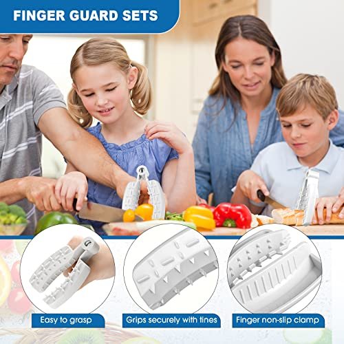 Zubebe 9 Pcs Finger Guard for Cutting Vegetables Stainless Steel Knife Cutting Protector Finger Cots Thumb Guard Shield Hand Protector for Christmas Vegetables Food Slicer Kitchen Tool(White) - Image 5