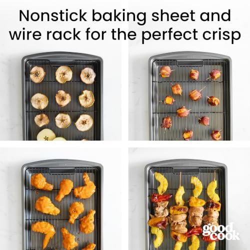 GoodCook Nonstick Carbon Steel Baking Pan & Raised Wire Rack, 15x10.5-Inch - Image 3