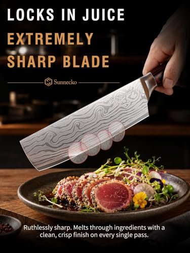 Sunnecko Nakiri Knife - 7" Chef Knife for Meat Cleaver Vegetable Chopping - Image 4