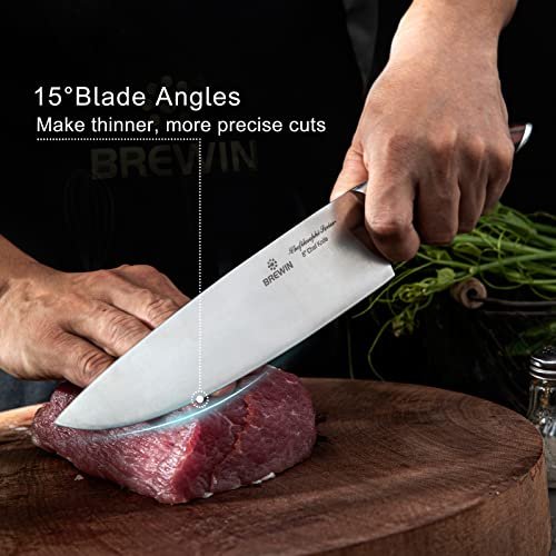 Brewin CHEFILOSOPHI Japanese Chef Knife Set 5 PCS with Elegant Red Pakkawood Handle Ergonomic Design,Professional Ultra Sharp Kitchen Knives for Cooking High Carbon Stainless Steel - Image 3