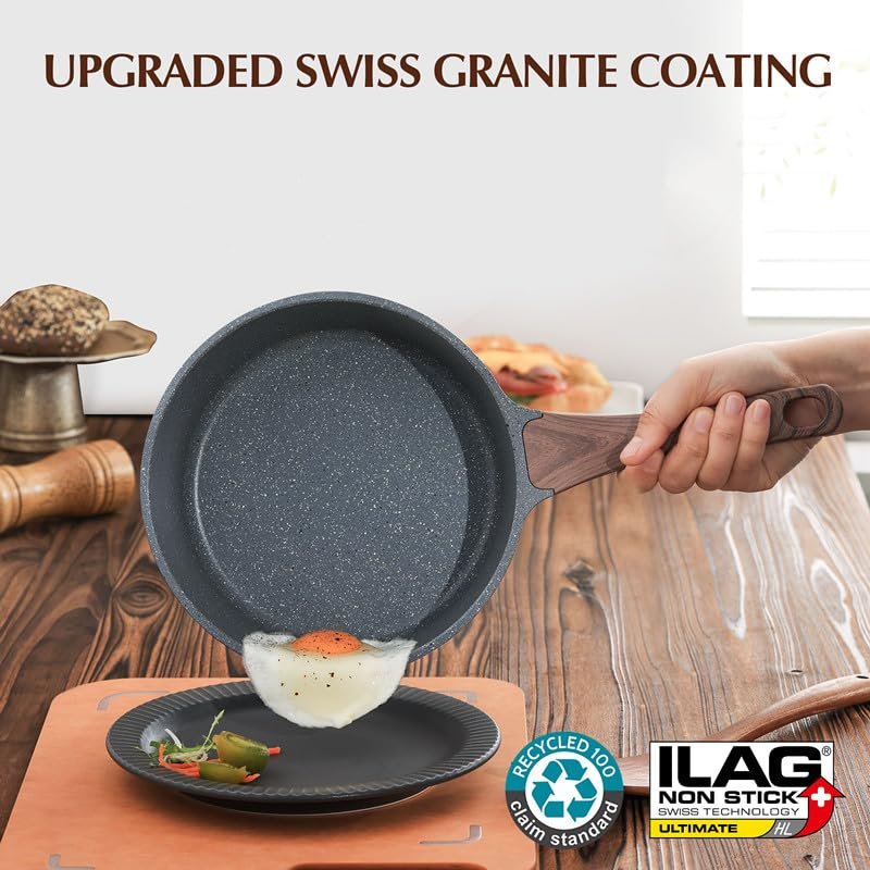 SENSARTE Nonstick Saucepan with Lid, 1.5 Quarts Small Pot with Swiss Granite Coating, Stay-cool Handle, Multipurpose Handy Sauce Pot Small Kitchen Cooking Pot, Induction Comptable, PFOA Free - Image 4