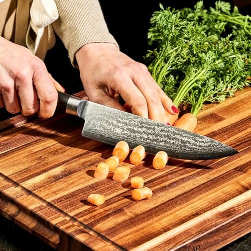 HexClad Espresso 6 Piece Japanese Damascus Stainless Steel Knife Set - Image 4